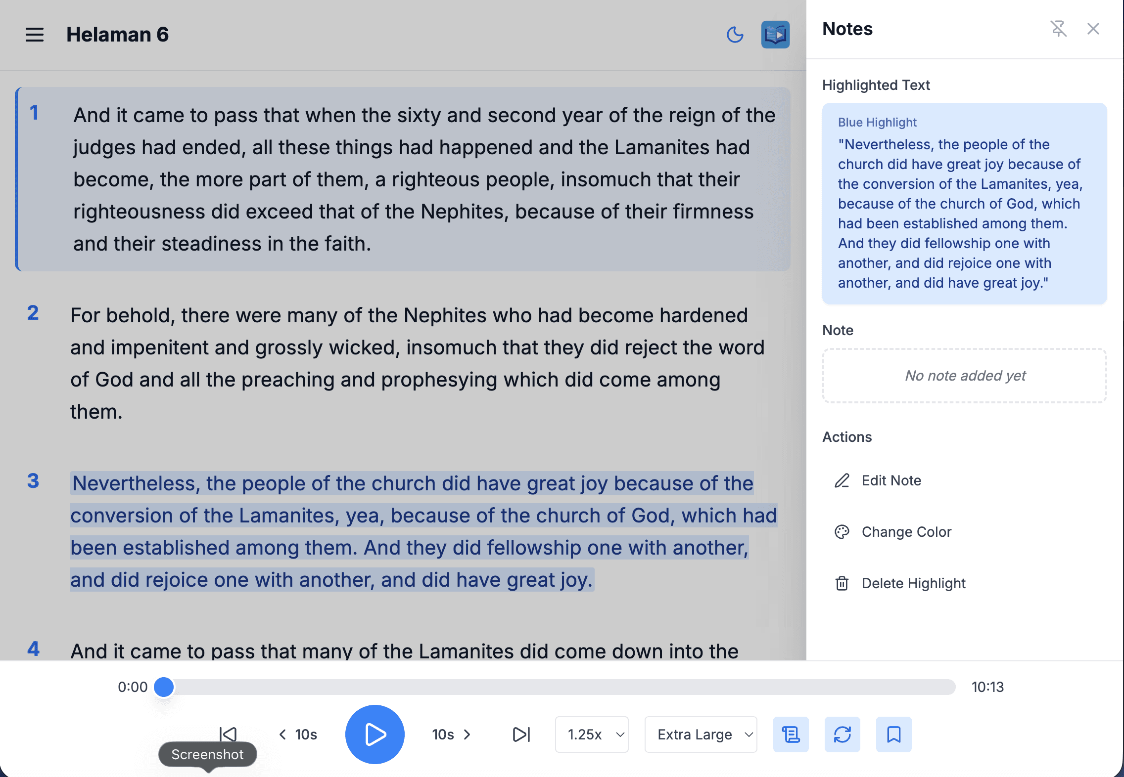 Highlights and notes view